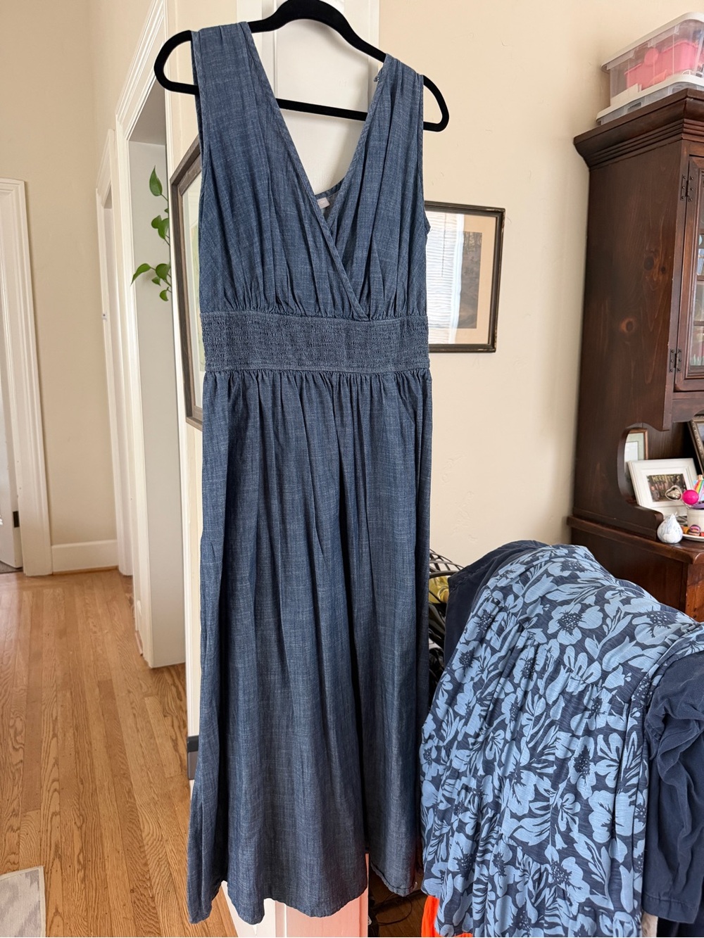 eshakti Sleeveless Maxi Dress in Denim Blue